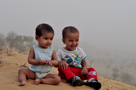 Kids Enjoying Deser Storm